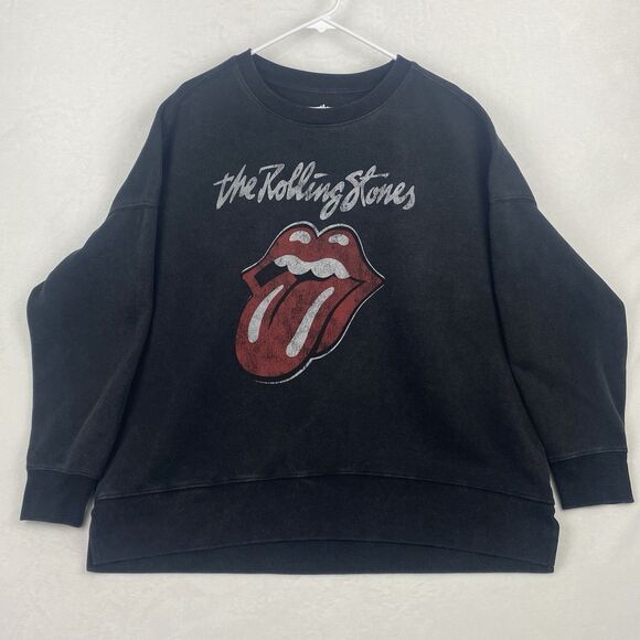 The Rolling Stones Graphic Print Sweater Womens XXL Charcoal Black Sweatshirt - Picture 1 of 6